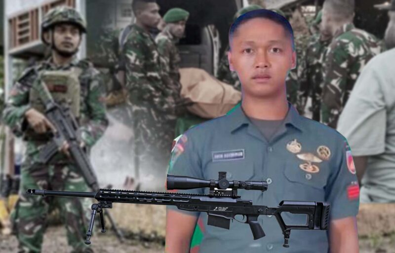 Praka Amin Nurohman prajurit TNI berusia 27 tahun, merupakan anggota Yonif 403/WP Yogyakarta di tugaskan di Satgas Yonif 410/Alugoro, Praka Amin merupakan Sniper Tingkat Menengah yang membawa senapan semi-otomatis DMR. 