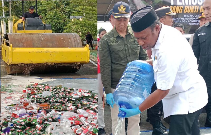Wakil Bupati Teluk Bintuni, turut memusnahkan Miras Ilegal Sitaan Polres Teluk Bintuni