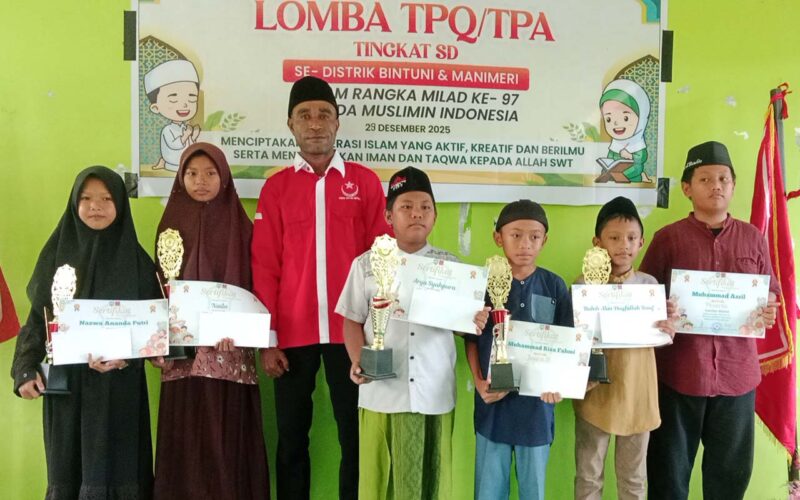 Pemuda Muslimin Indonesia Kabupaten Teluk Bintuni,  melaksanakan giat Lomba TPQ/TPA tingkat Sekolah Dasar(SD) se Distrik Bintuni dan distrik Manimeri dalam Rangka Milad ke-97. 