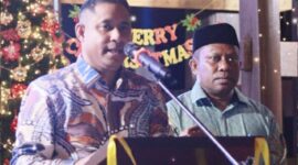 “Marilah kita bersama-sama melangkah seiring dan sejalan untuk mewujudkan Teluk Bintuni yang SERASI,” ibuhnya./ Foto By: diskominfoTB