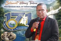 Hari Pekabaran Injil ke 171 di Tanah Papua, Momentum Hidup Beritegritas, Perkuat Persaudaran, Tolak Kekerasan, dan Aktif Merawat Tanah Papua.  " Sekretaris Klasis Bintuni, Pendeta Yohanes Lanta. Kamis(05/02/2026).